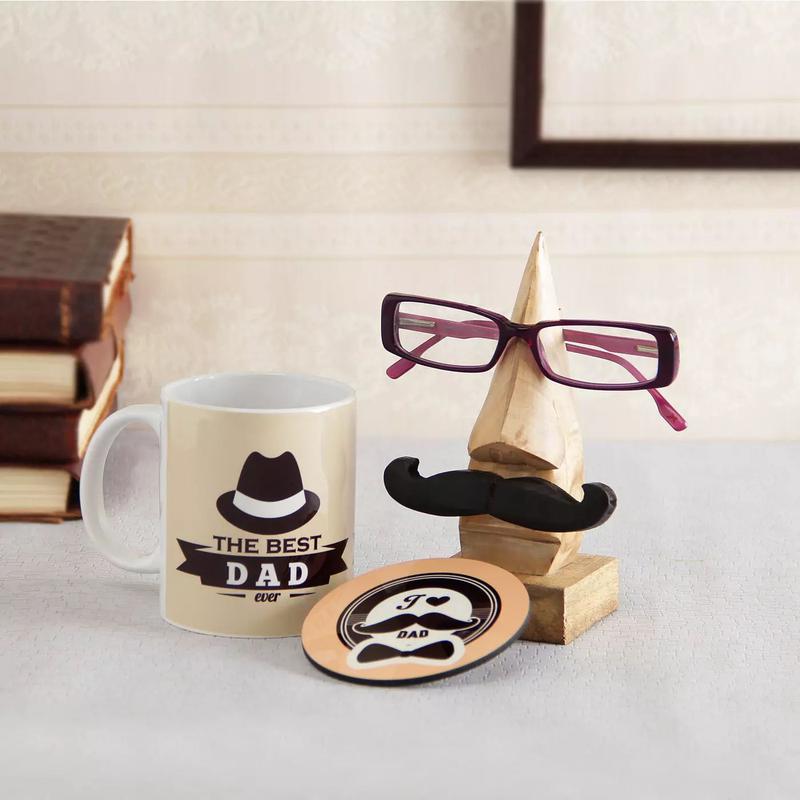 Wooden Spectacles Holder with Mug & Coaster for Friends
